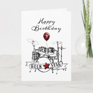 Carte Drummer cool Rockstar Drum Kit Rocker Voiture d'an