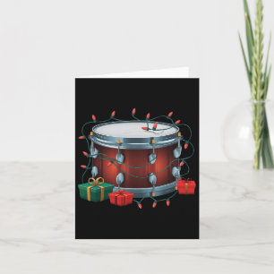 Carte Drummer Drum Xmas Éclairage Père Noël Drum musical