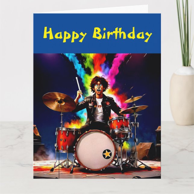 Carte Drummer jouant son ensemble de tambours (Devant)