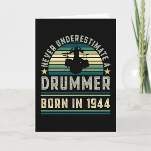 Carte Drummer né 1944 80e anniversaire Drumming Dons