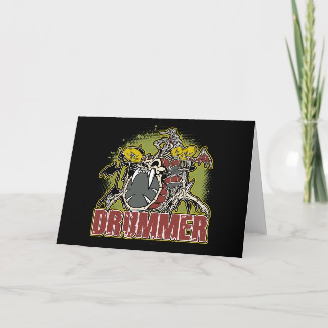 Carte Drummer Rock Skeleton (Devant)