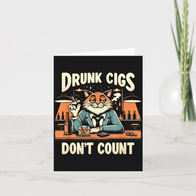 Carte Drunk Cigs Don't Count Funny Cigarette Humor Smoki (Devant)