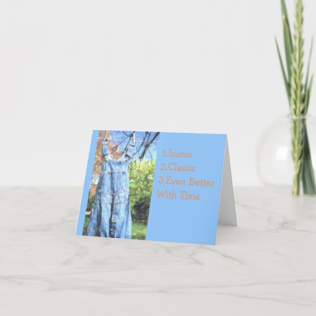 CARTE DRYING BIB-OVERALLS ON CLOTHESLINE/BIRTHDAY (Devant)