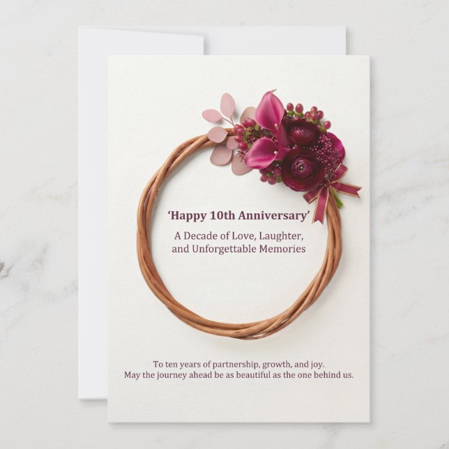 Carte du 10e Anniversaire | Décennie d'Amour (Devant)