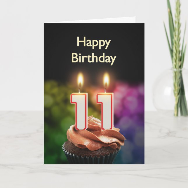 Carte du 11e anniversaire avec bougies (Devant)