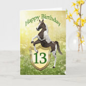 Carte du 13ème anniversaire avec un cheval d'éleva (Yellow Flower)