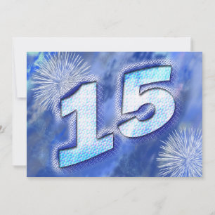 Carte du 15e anniversaire avec feux d'artifice