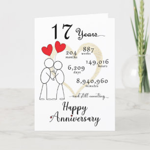 Carte du 17e anniversaire du Mariage avec ballons