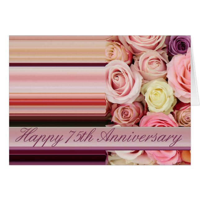 Carte du 25e anniversaire du Mariage - Pastel rose (Devant horizontal)