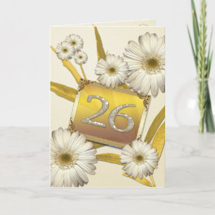 Carte du 26ème anniversaire avec marguerites.
