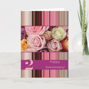 Carte du 2ème anniversaire Mariage - Pastel rose r