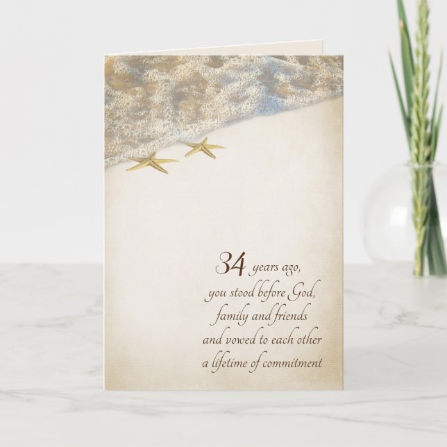 Carte du 34e anniversaire de mariage Étoile de mer (Devant)