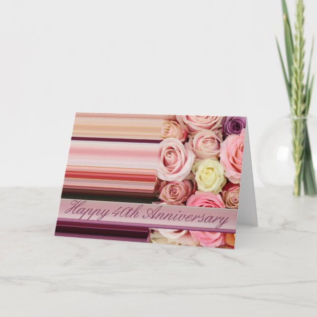 Carte du 40e anniversaire du Mariage - Pastel rose (Devant)