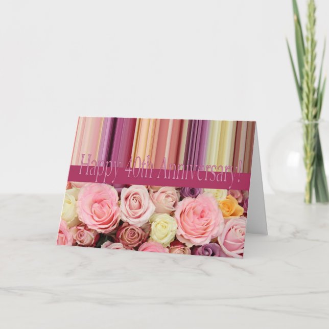 Carte du 40e anniversaire du Mariage - Pastel rose (Devant)