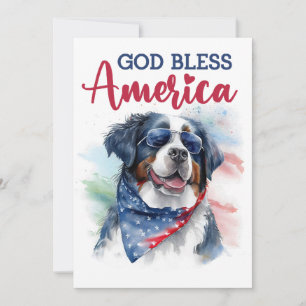 Carte du 4 juillet avec un chien de montagne berno