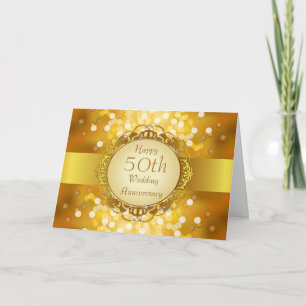 Carte du 50e anniversaire Golden Bokeh