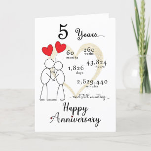 Carte du 5e anniversaire du Mariage
