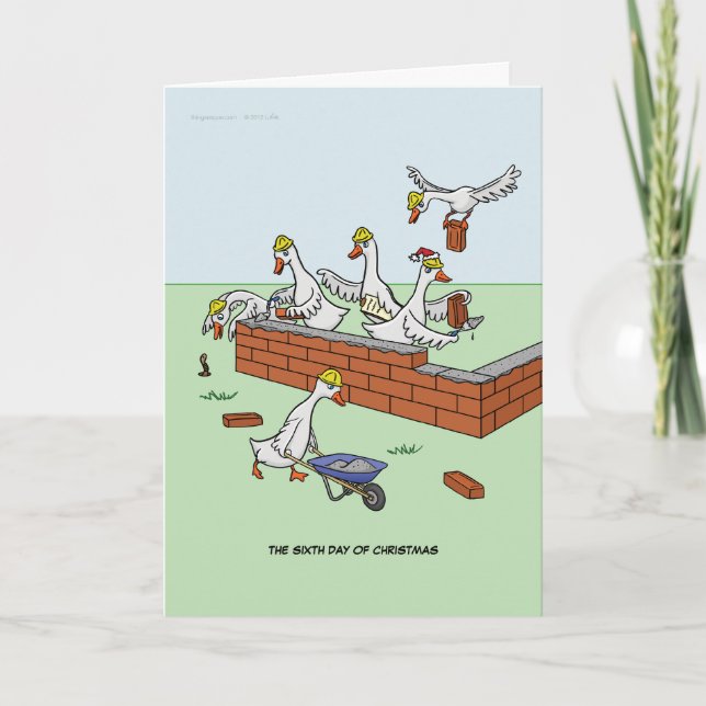 Carte du 6e jour de Noël (Six oies couché) (Devant)