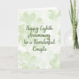 Carte du 8e anniversaire Mariage Fleurs vertes