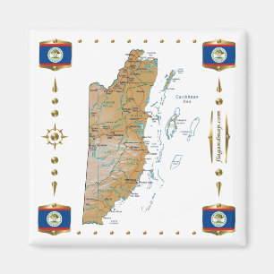 Carte du Belize + Pavillons Magnet