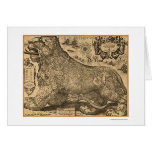 Carte du Bénélux Lion Belgicus de l'Europe 1611