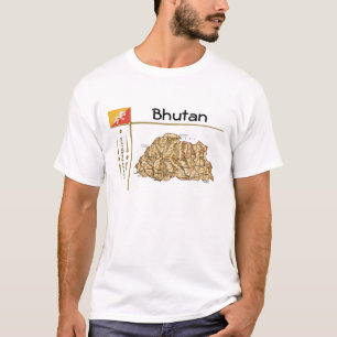 Carte du Bhoutan + Drapeau + Titre T-shirt