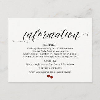 Carte du boîtier d'informations du Mariage de typo