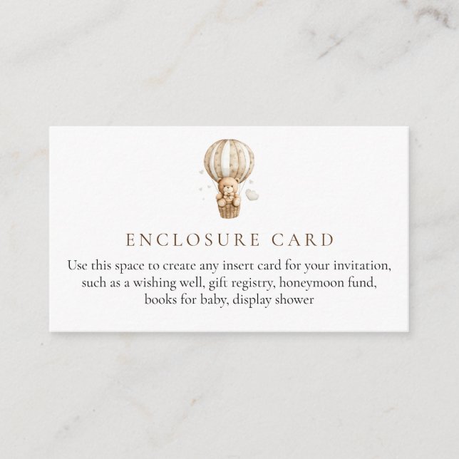 Carte du boîtier du Baby shower de l'ours en peluc (Devant)