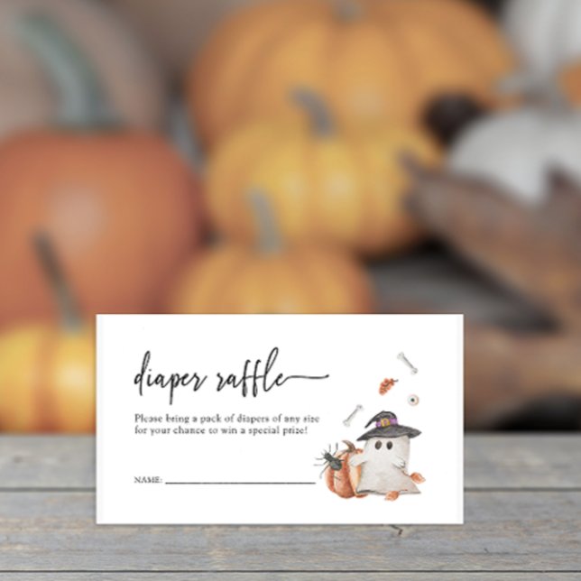 Carte du boîtier du Baby shower Halloween de la ba (Halloween Diaper Raffle Enclosure Card A Little Boo Is Almost Due Baby Shower Ghost Pumpkin)