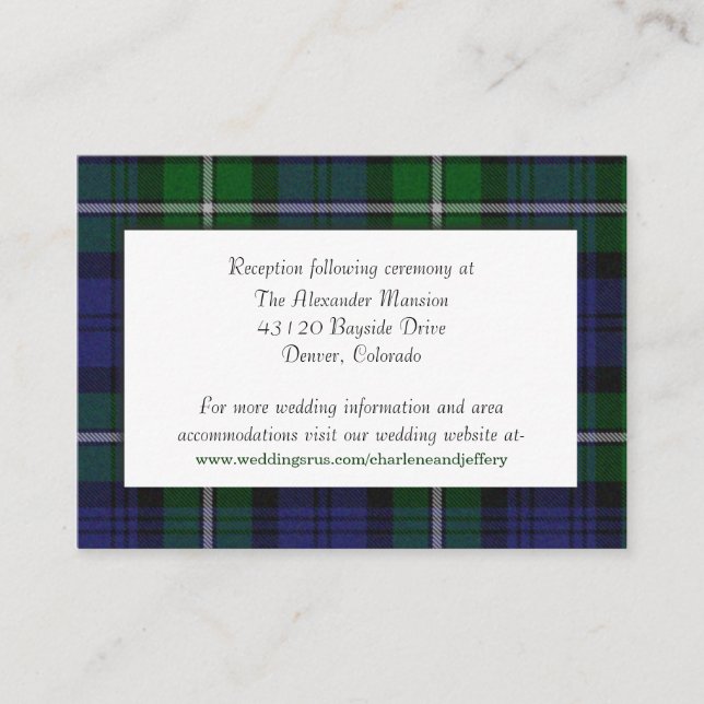 Carte du boîtier du Mariage Plaid Forbes personnal (Devant)