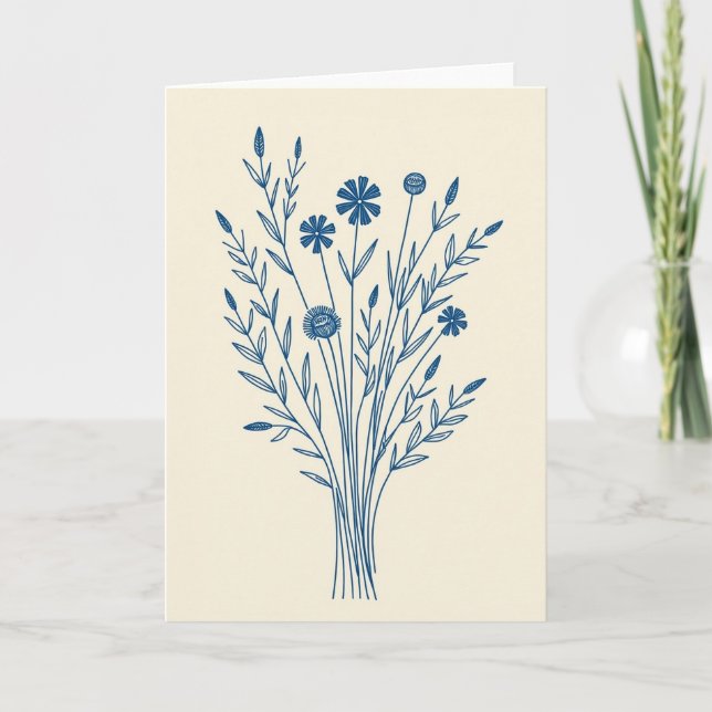 Carte du bouquet botanique bleu (Devant)