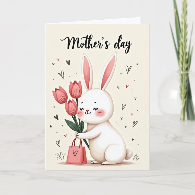 Carte du bouquet de lapin aimant (Devant)