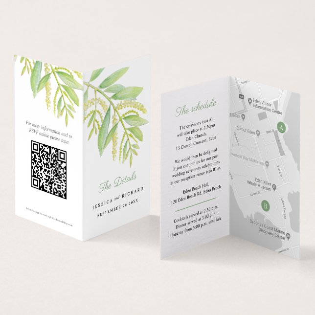 Carte du calendrier de l'eucalyptus vert mariage c (Inside and Outside)
