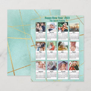 Carte du calendrier photo de la famille verte de l