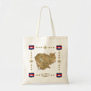 Carte du Cambodge + Sac de drapeaux