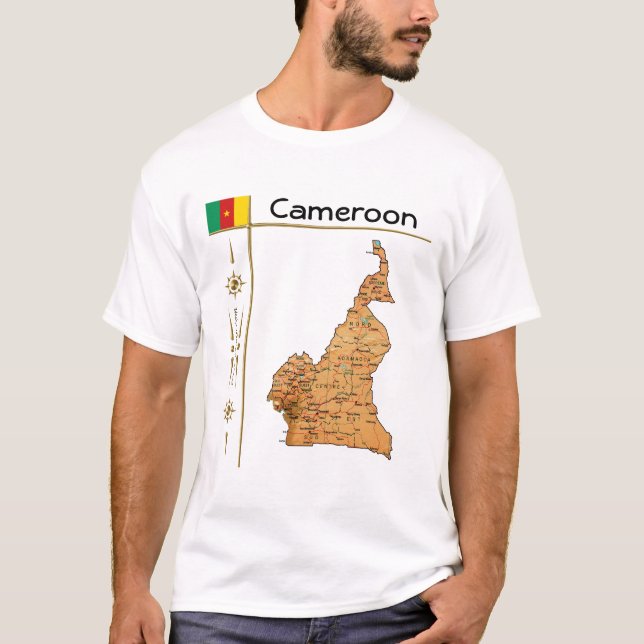 Carte du Cameroun + Drapeau + Titre T-shirt (Devant)