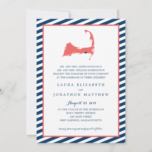 Carte du cap Dennisport et des bandes | MARIAGE (Devant)