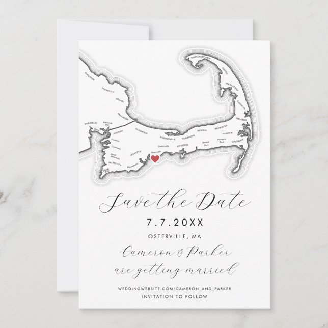 Carte du Cap Osterville MA Carte du Cap noir et bl (Devant)