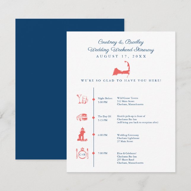 Carte du Cape Cod Programme de la réception de mar (Devant / Derrière)