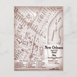 Carte du centre-ville de la Nouvelle-Orléans vinta