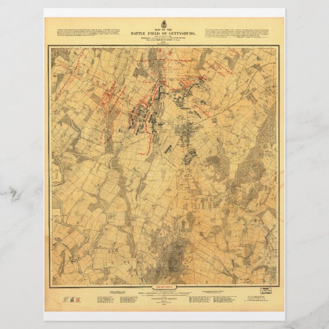 Carte du champ de bataille de Gettysburg par John  (Devant)