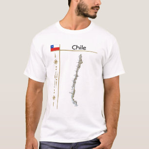 Carte du Chili + Drapeau + Titre T-shirt