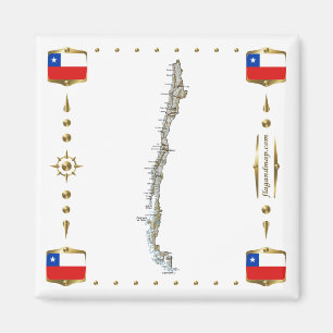 Carte du Chili + Pavillons Magnet