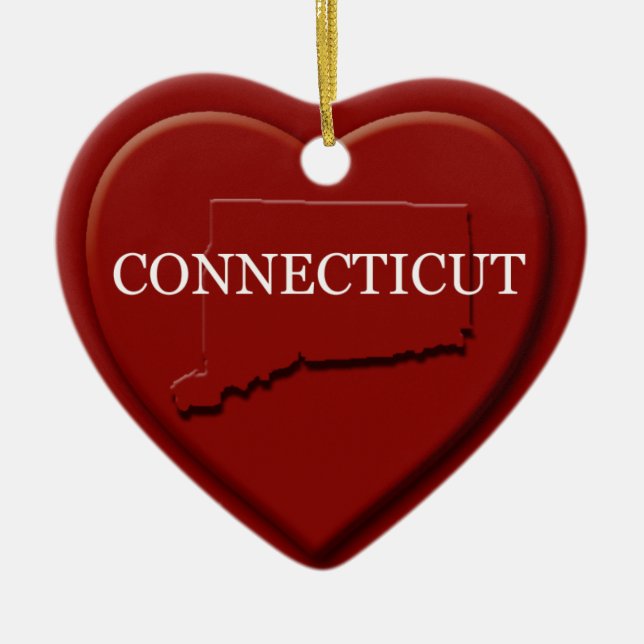 Carte du coeur du Connecticut Ornement de Noël (Devant)