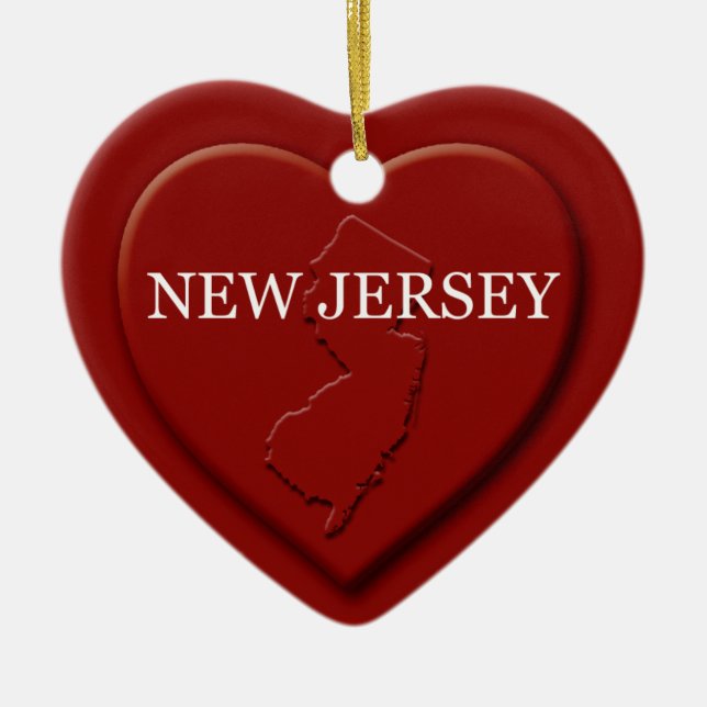 Carte du coeur du New Jersey - Ornement de Noël (Devant)