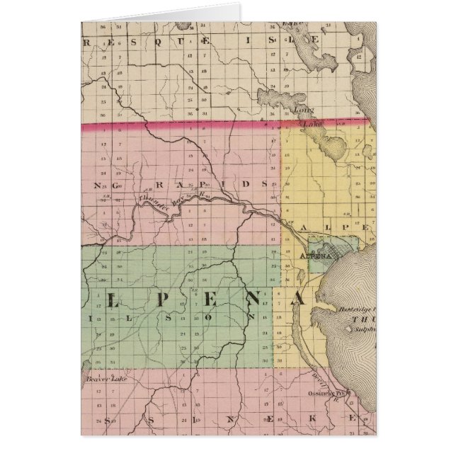 Carte du comté d'Alpena, Michigan (Devant)