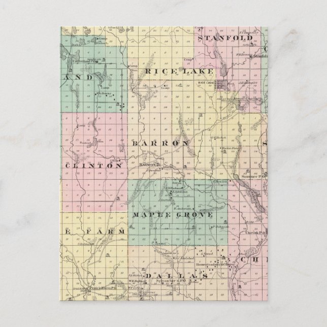 Carte du comté de Barron, État du Wisconsin (Devant)