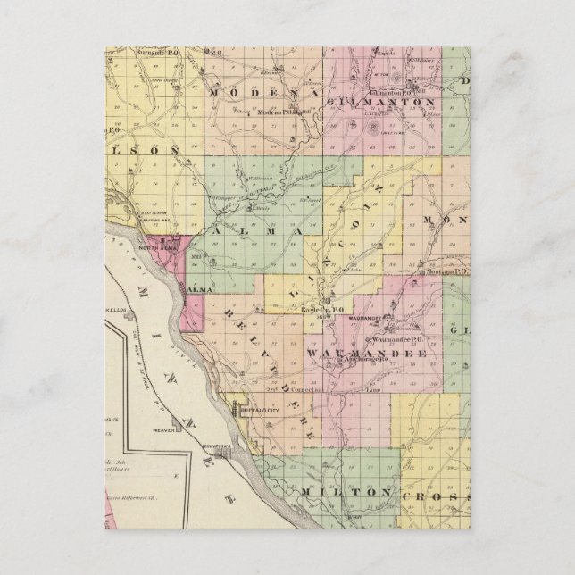 Carte du comté de Buffalo et village d'Alma (Devant)