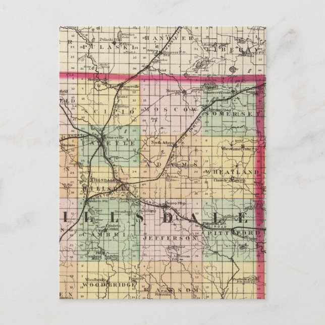 Carte du comté de Hillsdale, Michigan (Devant)