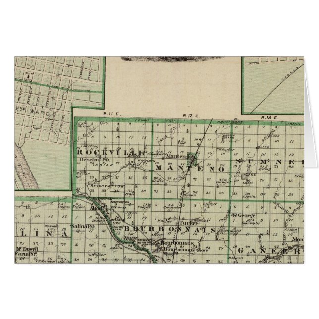Carte du comté de Kankakee, Kankakee et Gilman (Devant horizontal)